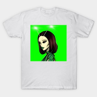 praying mantis bug alien girl ecopop artwork T-Shirt